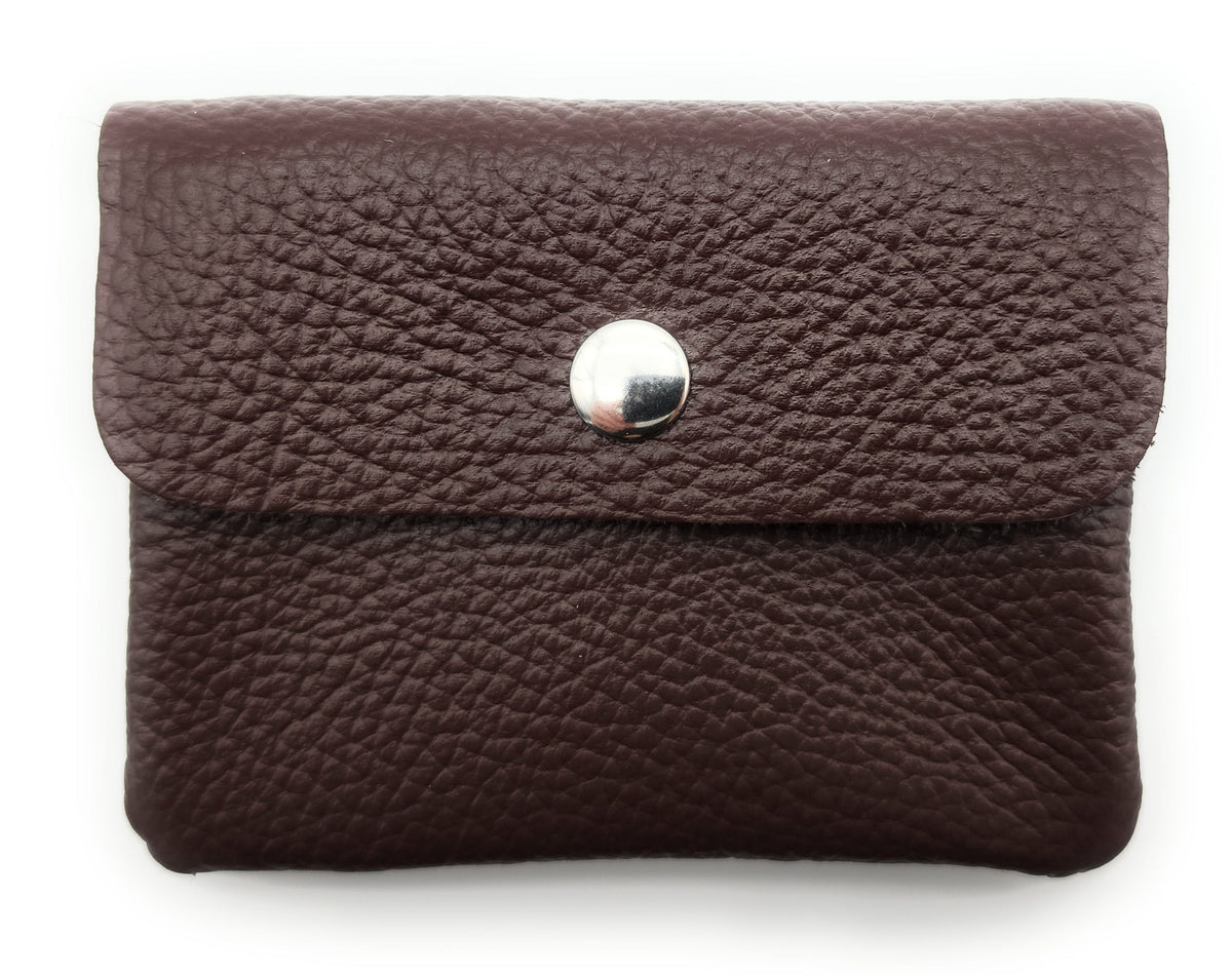 Mini Geldbörse aus echtem Rindleder – kompaktes Leder Portemonnaie Made in Italy dunkelbraun