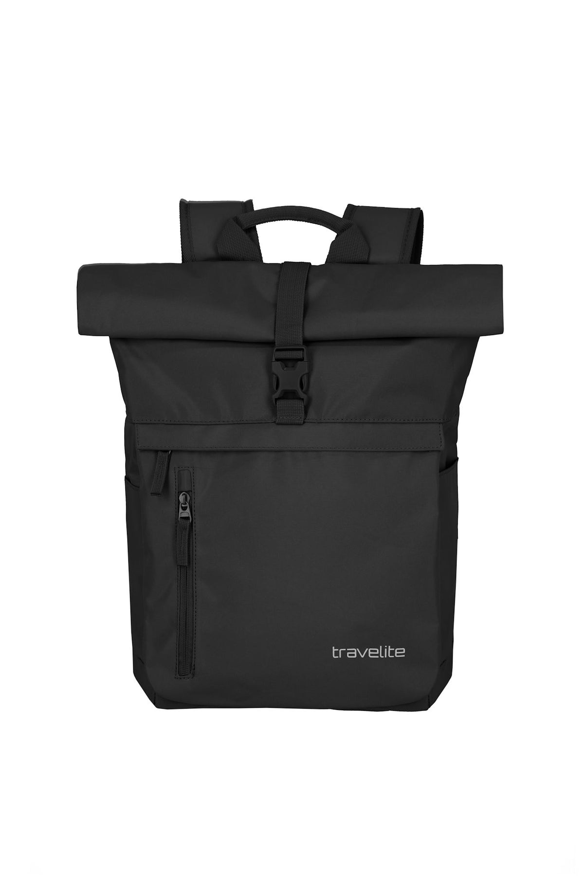 Travelite Basic Rollup Rucksack 35 L Schwarz mit 15,6-Zoll-Laptopfach