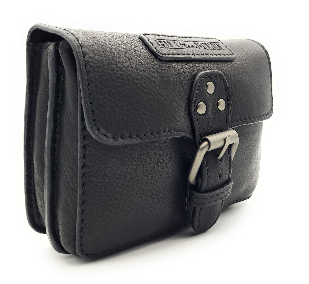 Hill Burry echt Leder Gürteltasche Bikertasche Hüfttasche Bauchtasche Doppelfach schwarz