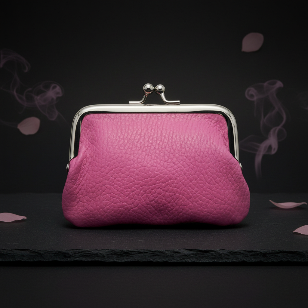 Mini Geldbörse Bügelbörse Rindleder pink – Made in Italy, kompakt & vielseitig