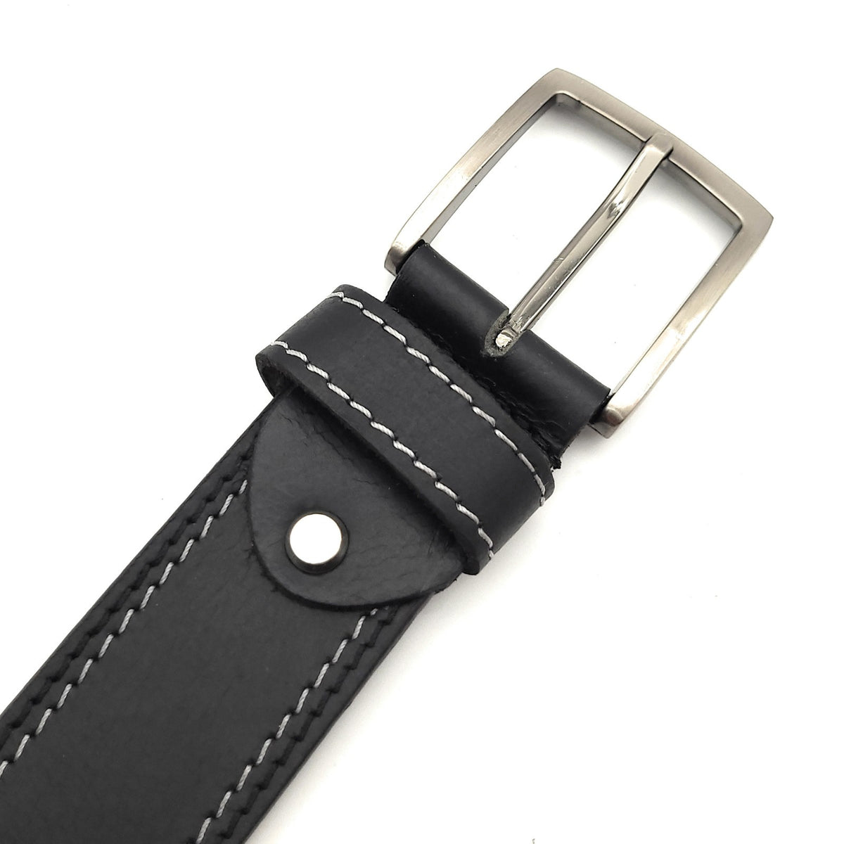 Büffelvollleder Gürtel Schwarz 40mm - Unisex Ledergürtel mit Kontrastnaht kürzbar, verschiedene Längen