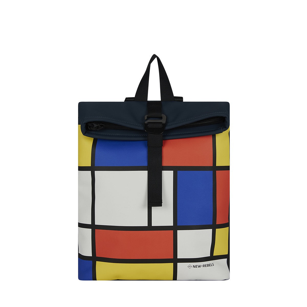 New Rebels Rolltop Cityrucksack Los Angeles – Stylischer Rolltop Rucksack mit Mondrian-Design, Wasserabweisend & Praktisch