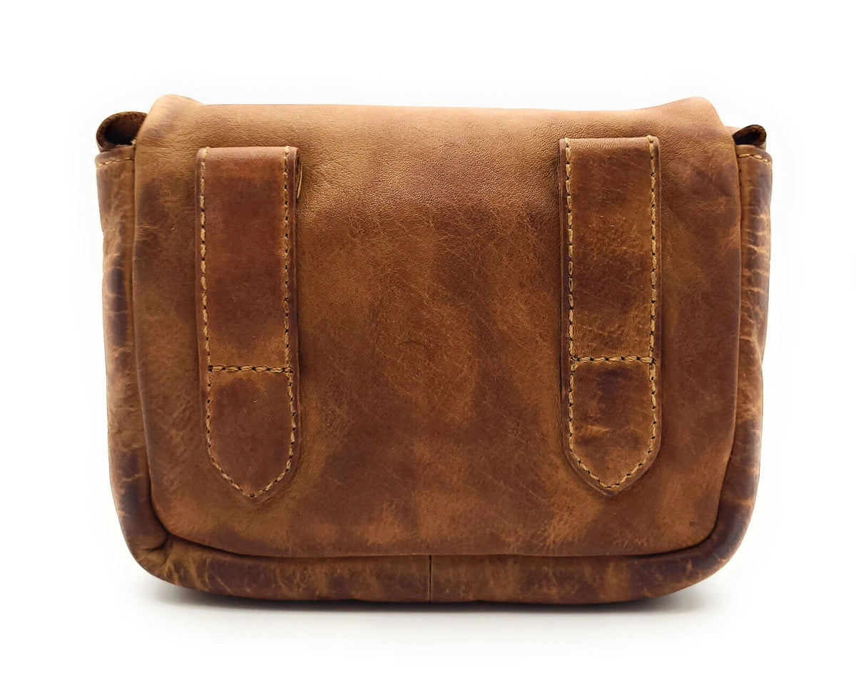 Ven Tomy echt Leder Gürteltasche Bikertasche Hüfttasche Bauchtasche Waschleder braun