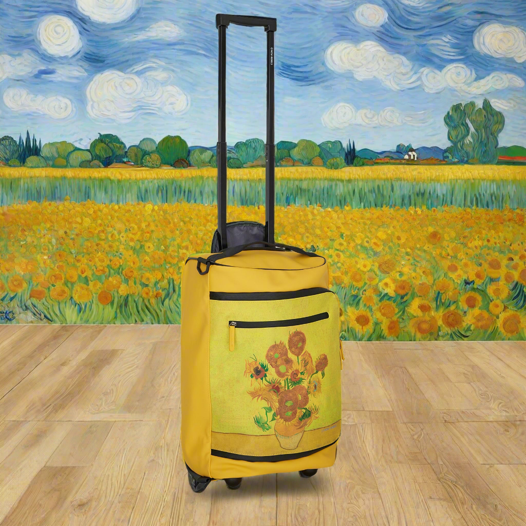 New Rebels OnBoard Trolley Laredo Wasserabweisend | Reisekoffer mit Rollen | Handgepäck 32x18x50cm | Van Gogh Sonnenblumen Gelb