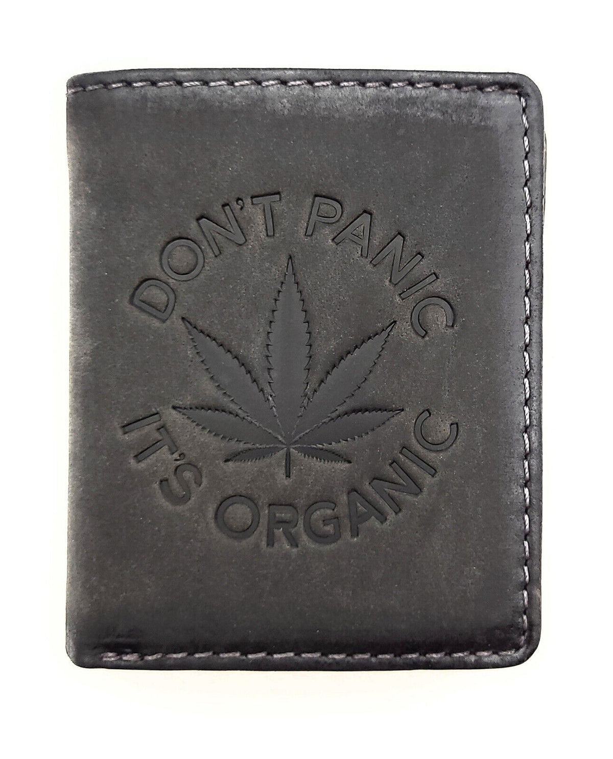 Jockey Club echt Leder Mini Geldbörse Portemonnaie "Weed" RFID Schutz Cannabisblatt grau