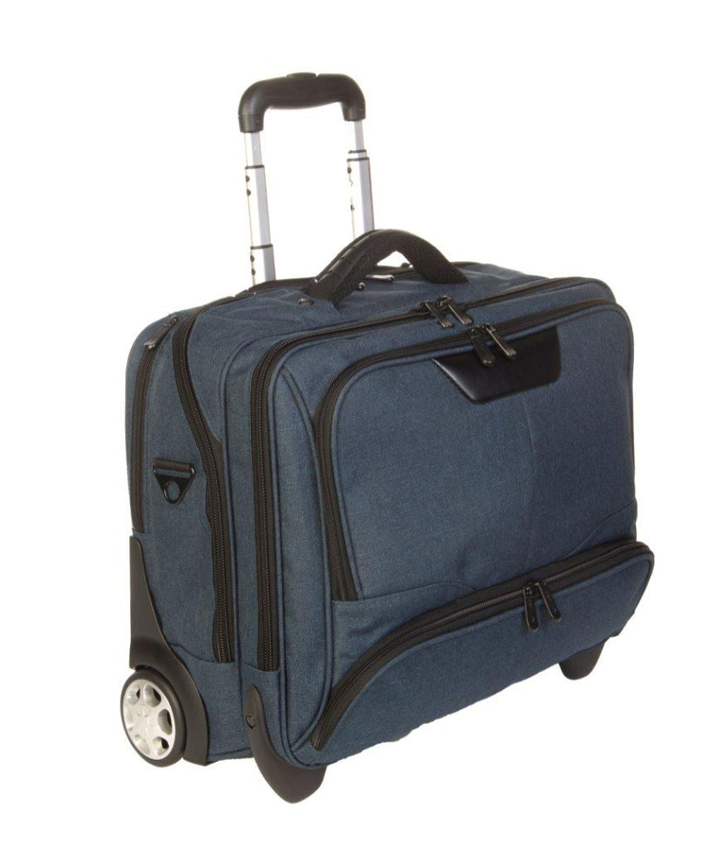 Dermata Business Notebook Trolley Laptop Pilotenkoffer Aktenkoffer bis 17" blau