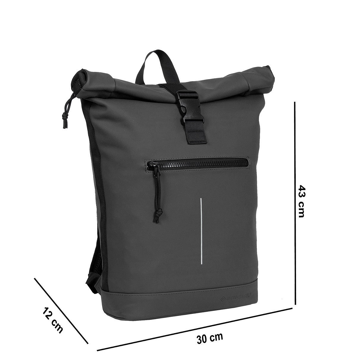 New Rebels New York Rolltop Rucksack Schwarz mit 15-Zoll-Laptopfach – Produktfoto 6