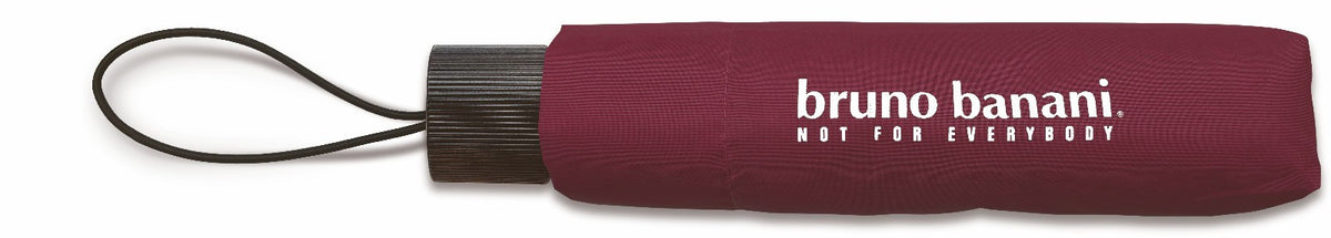 bruno banani Mini-Regenschirm – Handöffner, Stahl-Fiberglasgestell, Polyester Pongee, geriffelter Griff mit erhabenem Logo Bordeaux Silber