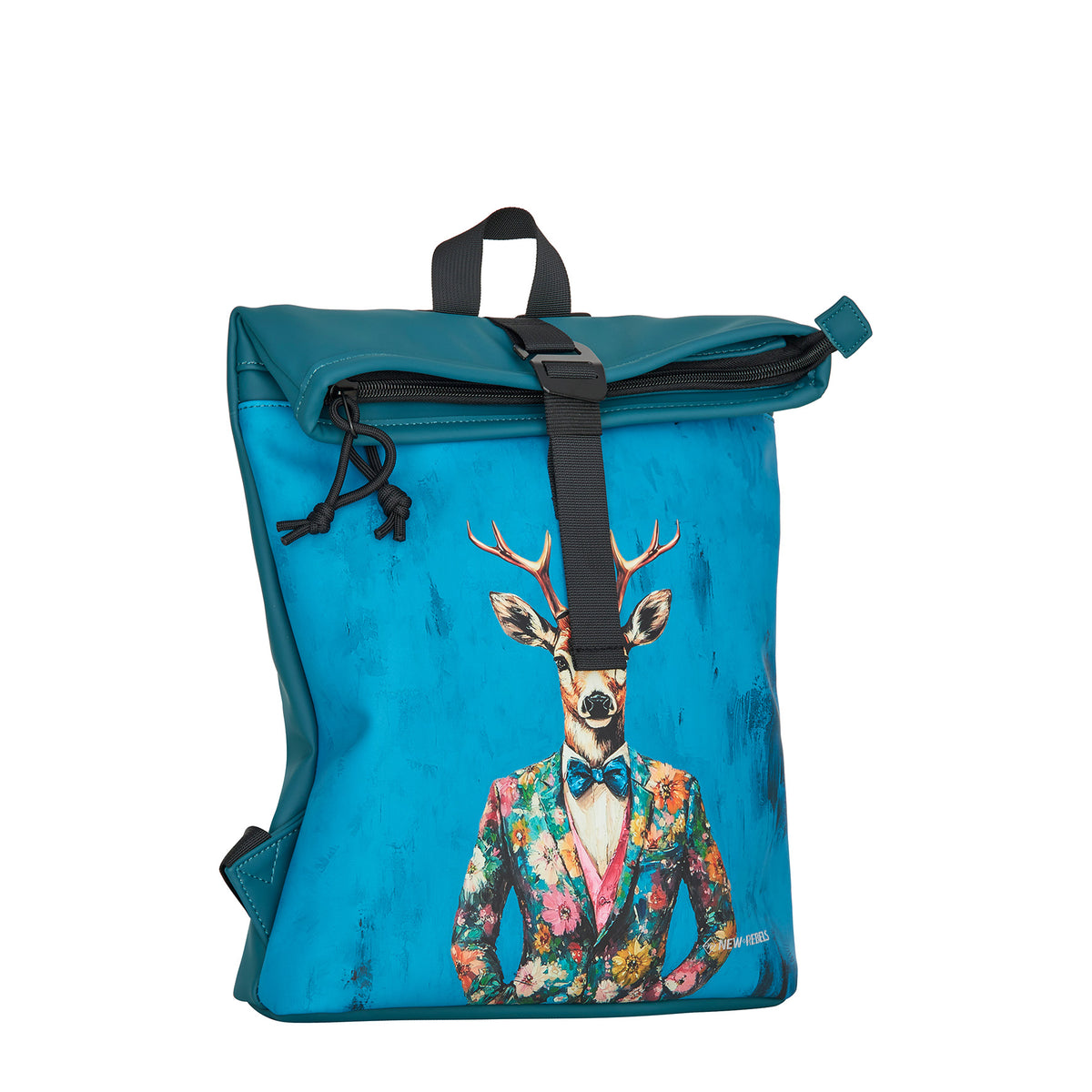 New Rebels Rolltop Cityrucksack Los Angeles – Stylischer Rolltop Rucksack mit Hirsch-Design, Wasserabweisend & Praktisch