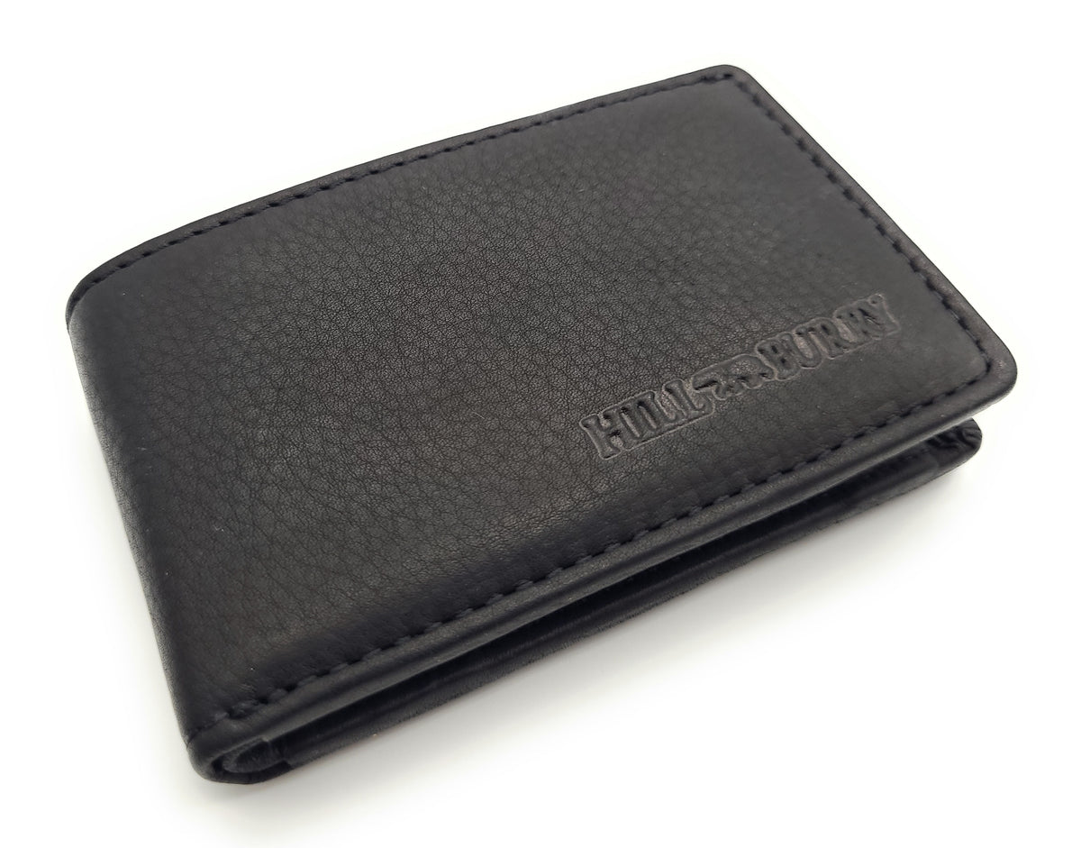 Hill Burry Mini Geldbörse aus Rindleder – RFID Schutz, 6 Kartenfächer & Münzfach schwarz