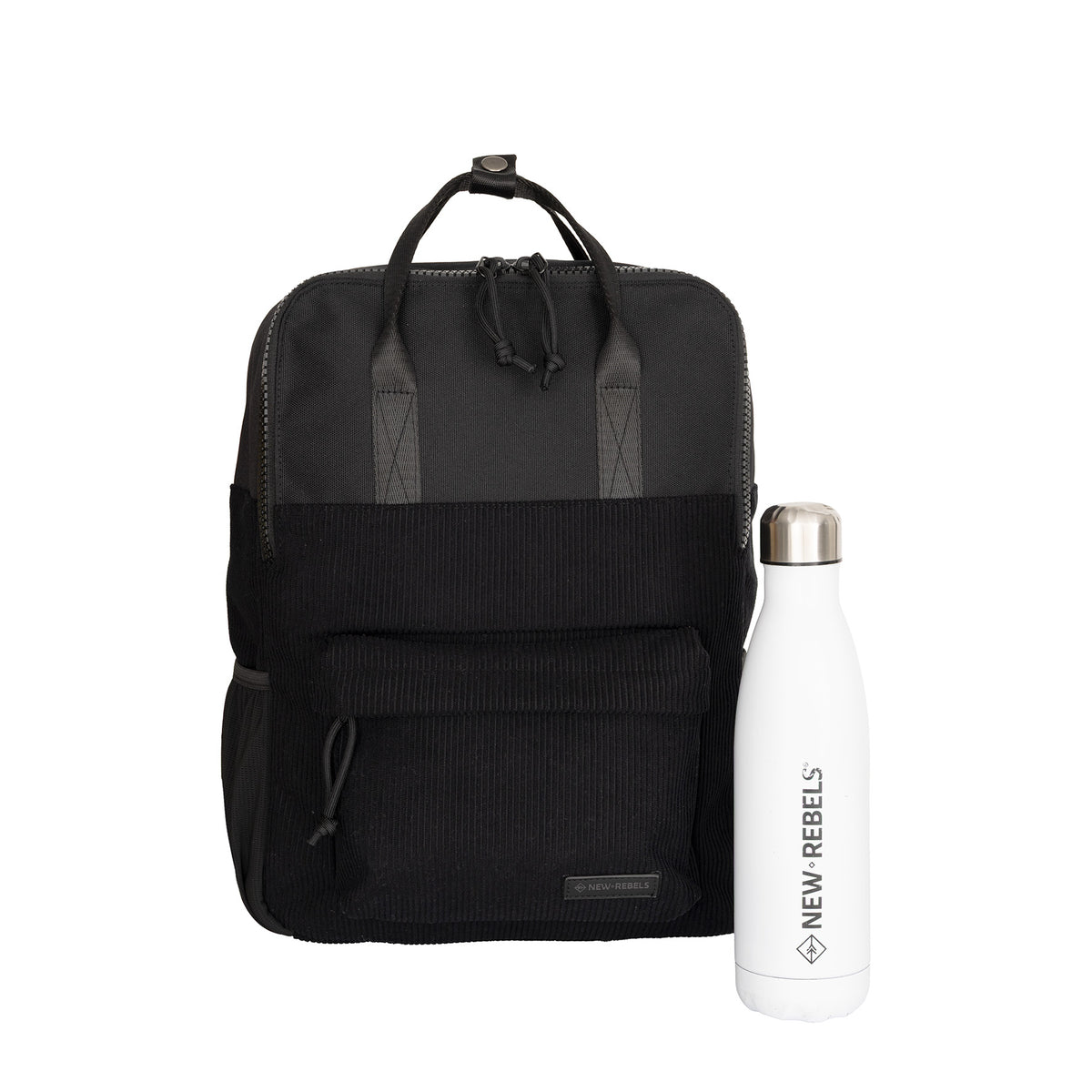New Rebels Rucksack Ribbi Springfield mit Kordoptik und Tabletfach schwarz
