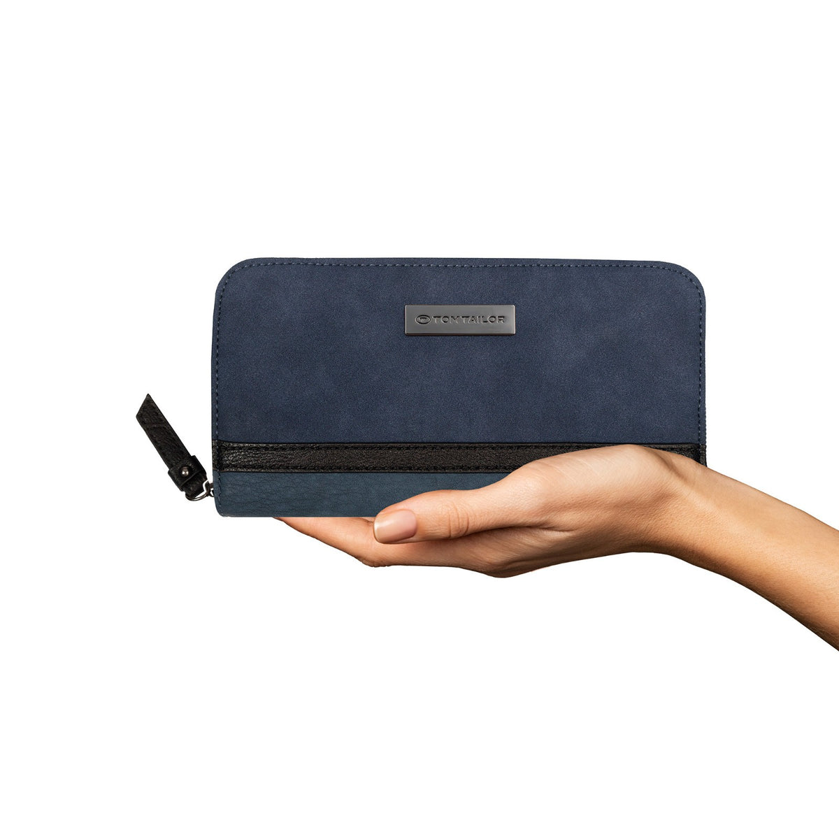 Tom Tailor Damen Geldbörse Elin – Long Zip Wallet mit 12 Kartenfächern, florales Innenfutter – 20x2,5x10,5 cm – blau