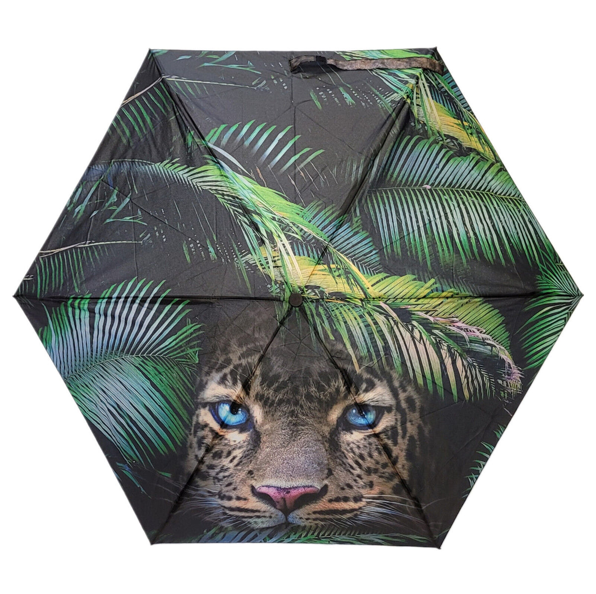 kompakter Regenschirm Taschenschirm Schirm Auf-Zu Automatik Leopard