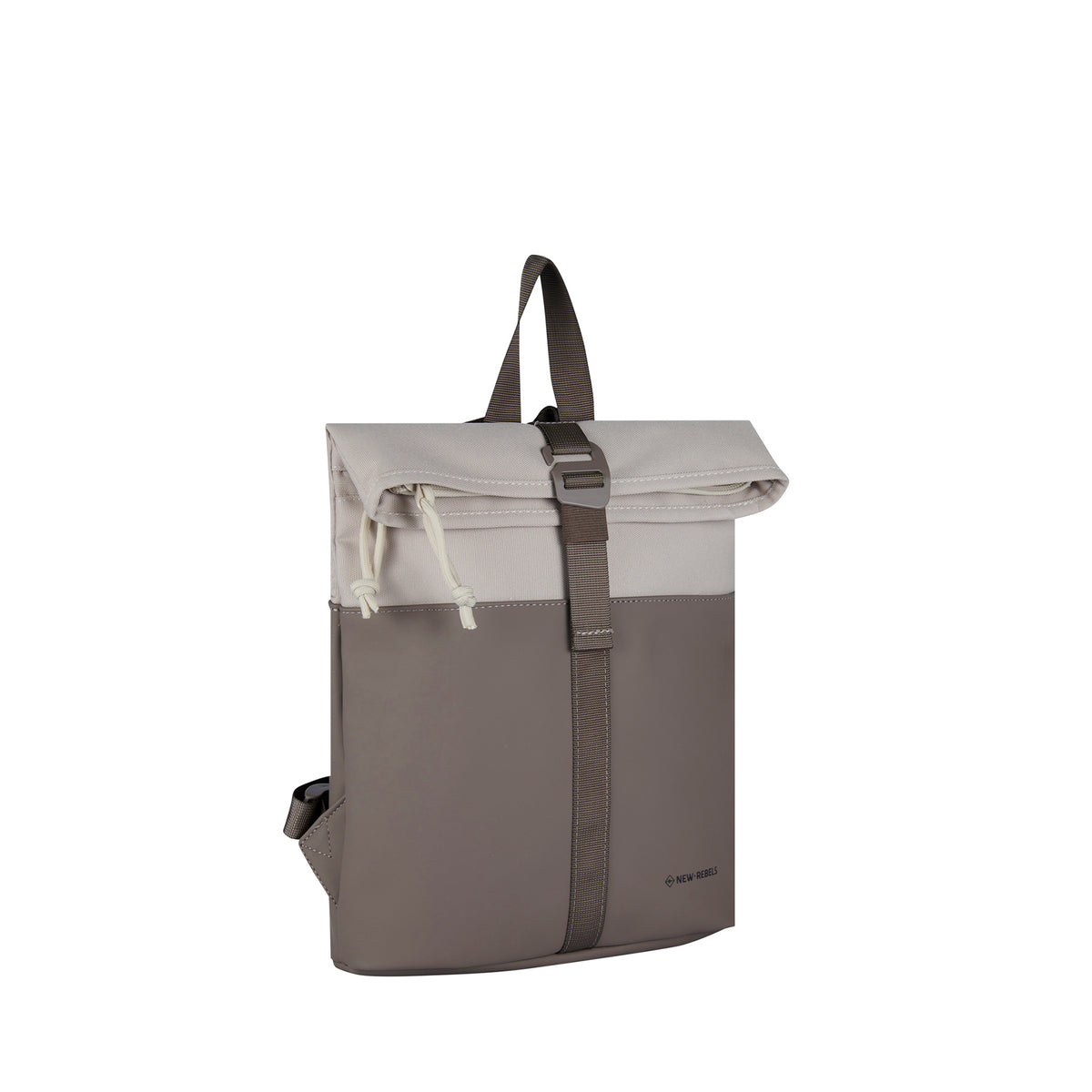 New Rebels Backham Rolltop Rucksack Grau Beige – Maße 33 × 27 × 8 cm