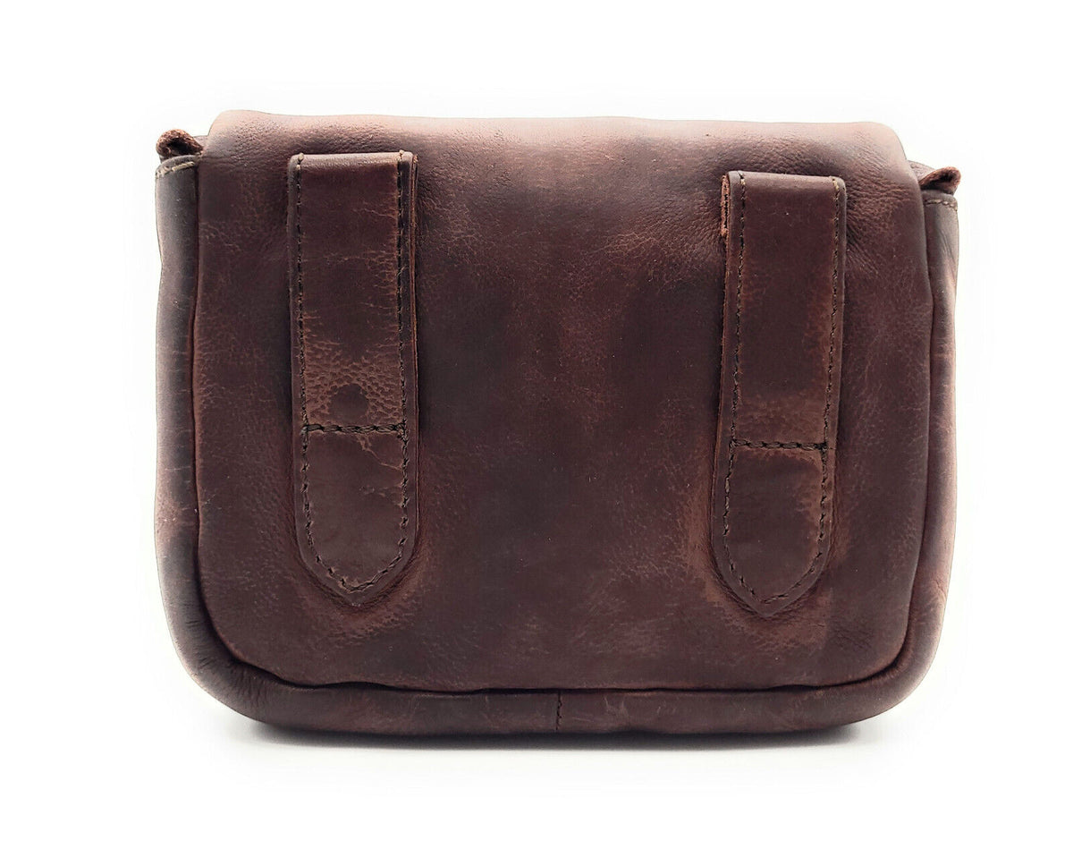 Ven Tomy echt Leder Gürteltasche Bikertasche Hüfttasche Bauchtasche Waschleder dunkelbraun