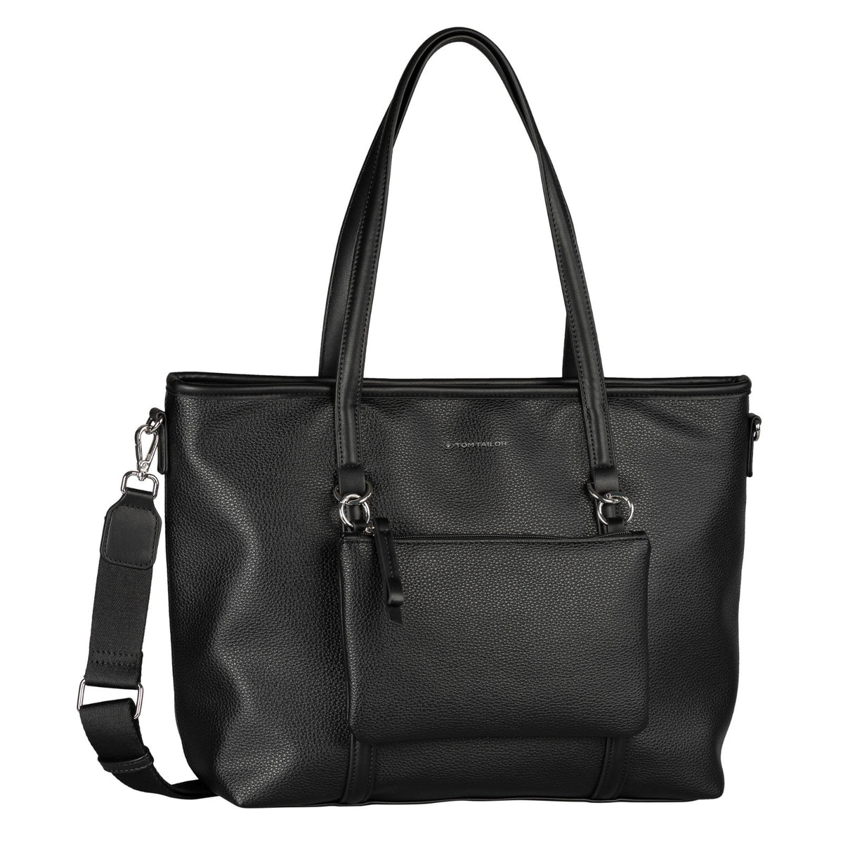 Tom Tailor Zip Shopper L Jamila – geräumige Handtasche mit 2-in-1-Funktion, abnehmbare Umhängetasche, 43,5x13x32 cm schwarz