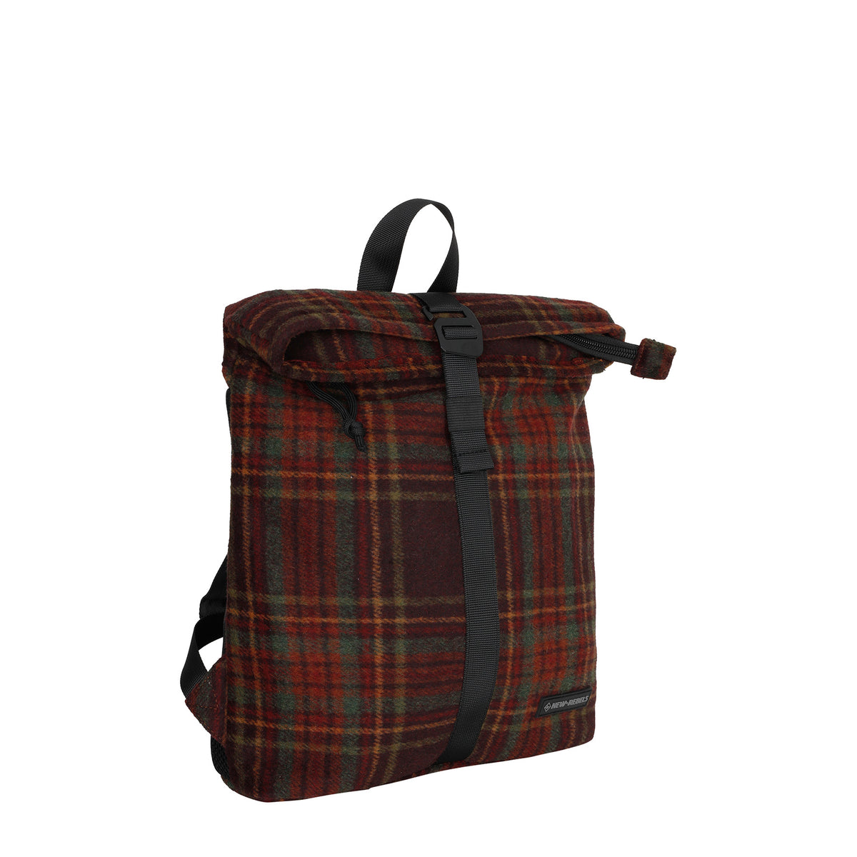 New Rebels Scott Roll Up Rolltop City Rucksack Los Angeles Flanell karo burgundy
