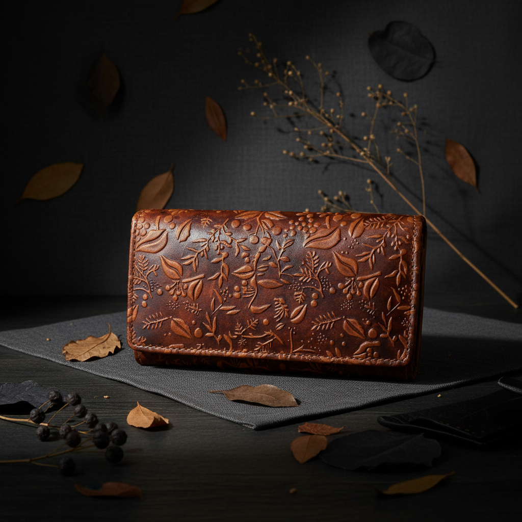 Hill Burry echt Leder Damen Geldbörse Portemonnaie floral RFID NFC Schutz cognac braun
