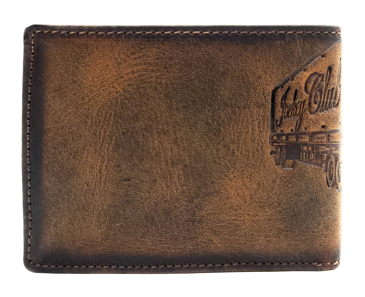 Jockey Club Geldbörse RFID Schutz Büffel Leder - US-Truck Design Handarbeit cognac braun