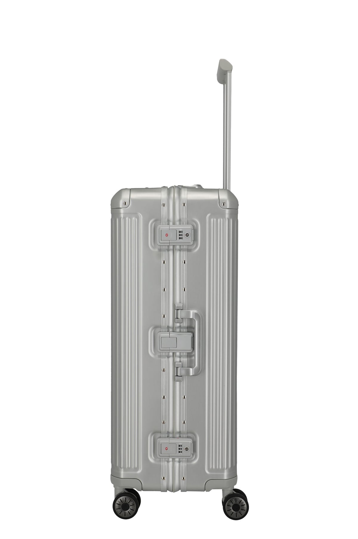 Travelite Next Trolley L – Aluminium Koffer 100 L, TSA, 4 Rollen, variable Packplatte