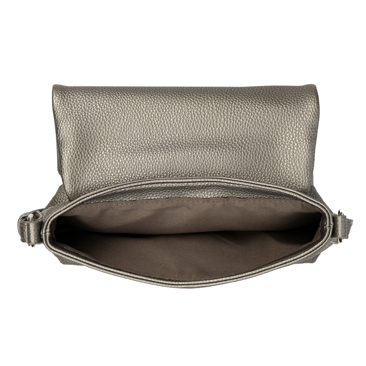 Tom Tailor Lissi Flap Bag S – kleine modische Umhängetasche mit Magnetverschluss metallic grey
