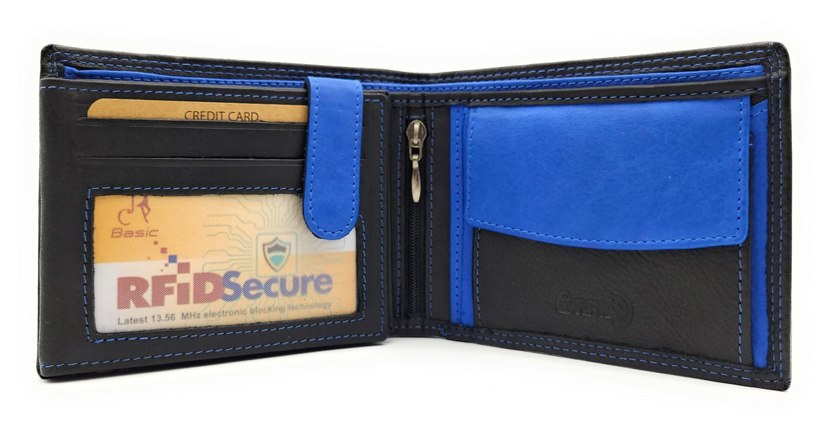 Jockey Club Basic Portemonnaie Schwarz/Royalblau mit Kartenfächern