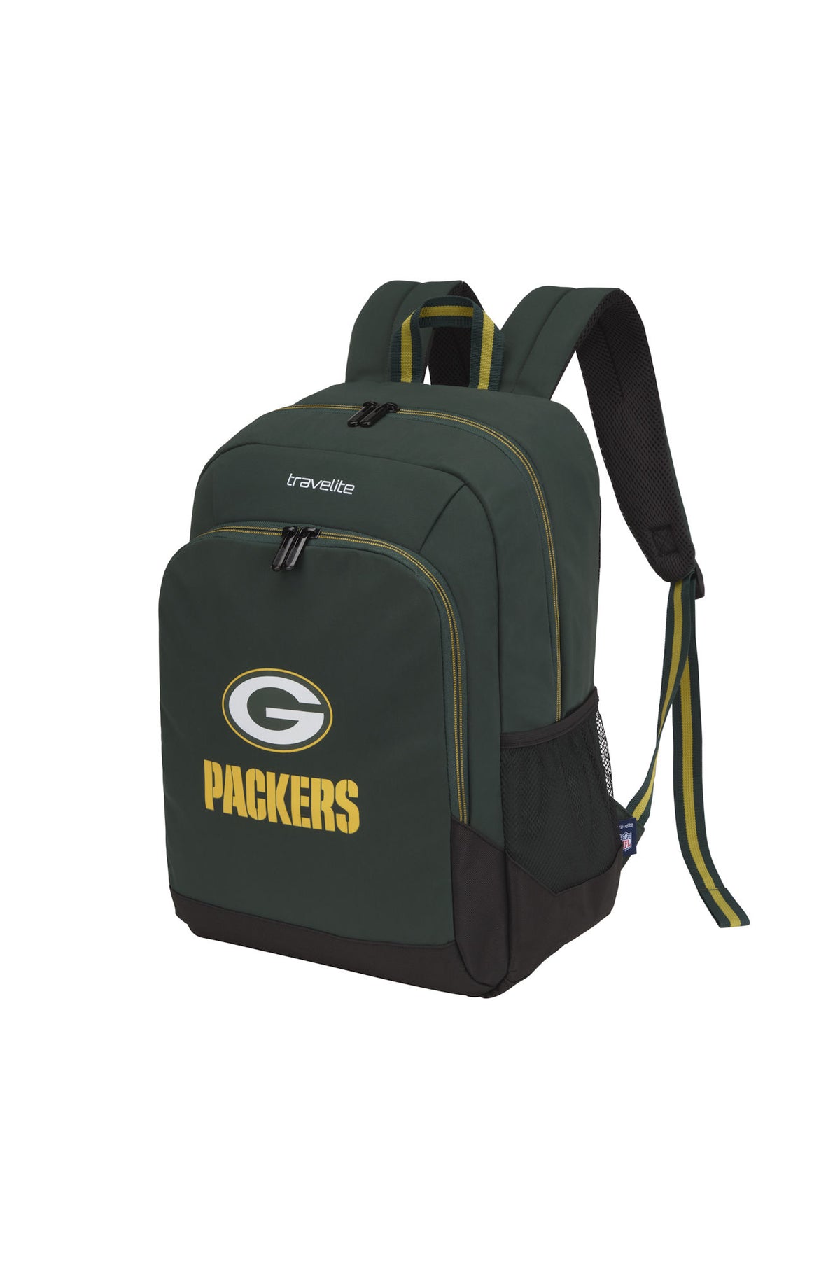 travelite x NFL College Rucksack Green Bay Packers Grün – 24 l, Laptopfach bis 15 Zoll