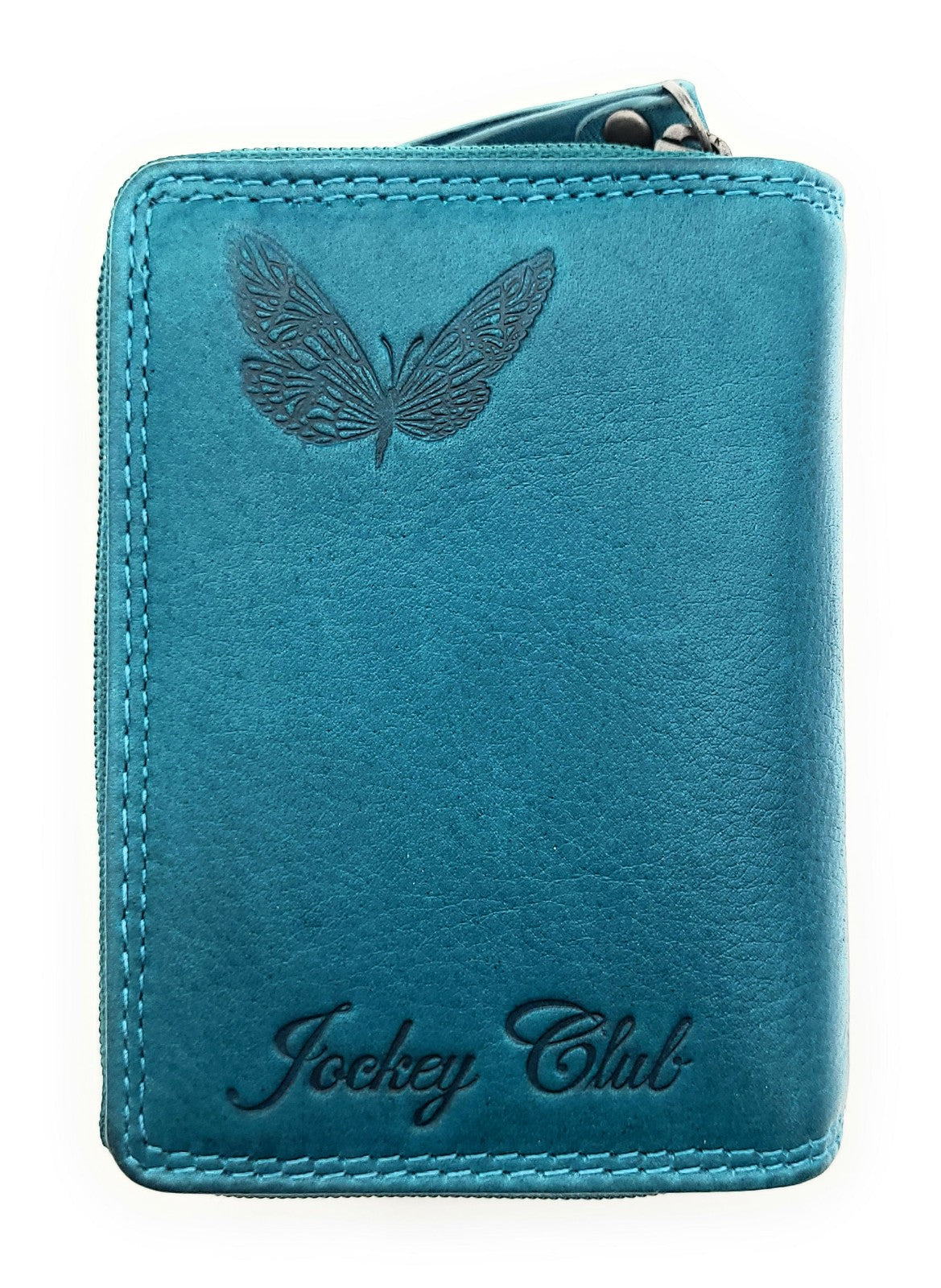Jockey Club Leder Geldbörse Damen RFID Schmetterling Petrol