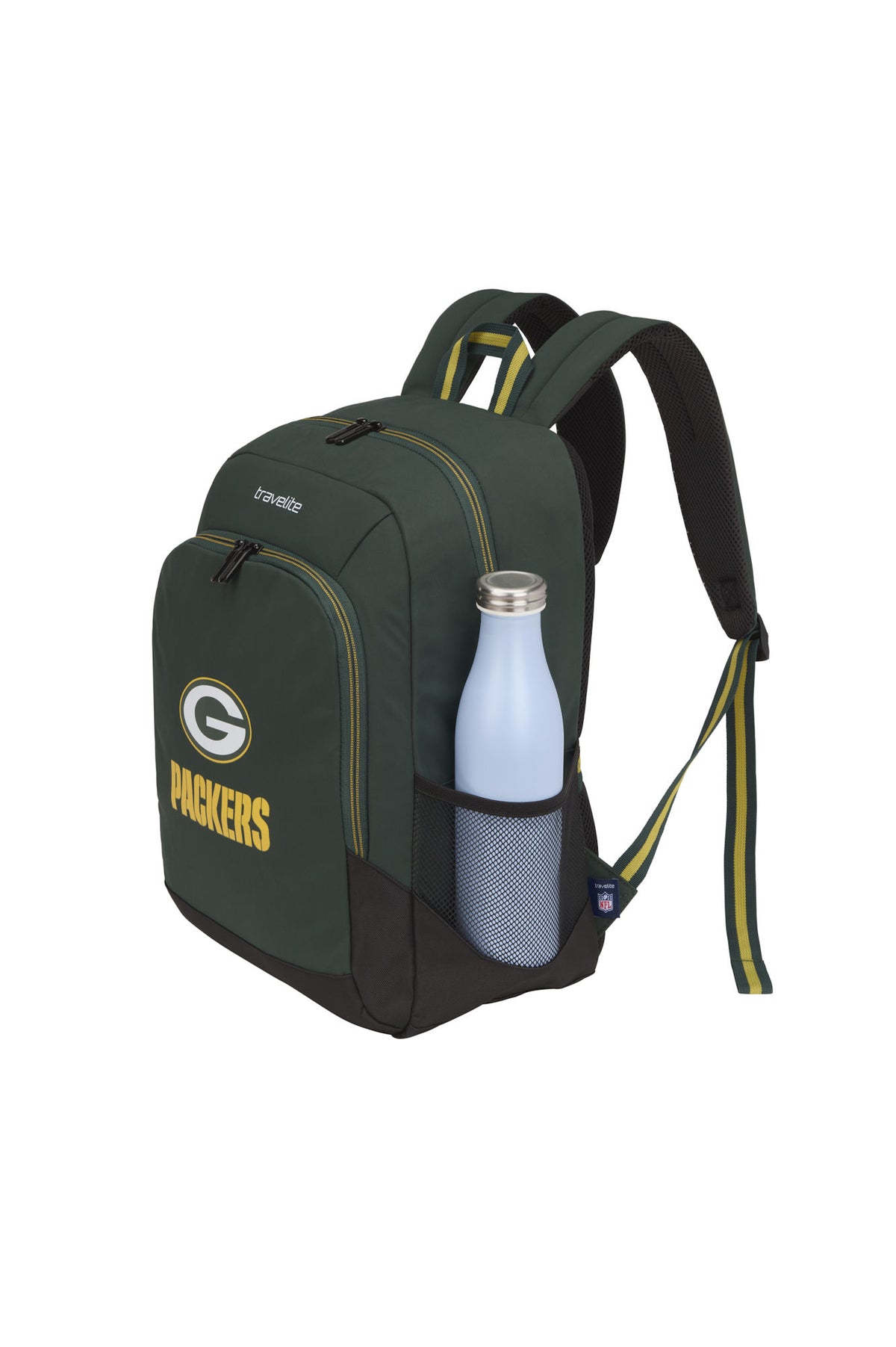 travelite x NFL College Rucksack Green Bay Packers Grün – 24 l, Laptopfach bis 15 Zoll