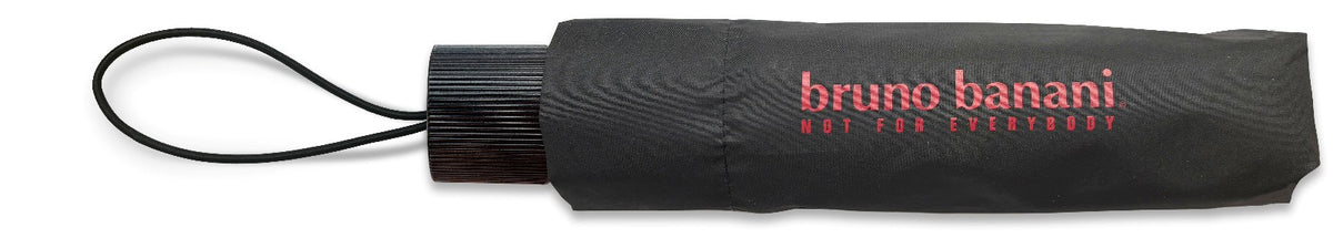 bruno banani Mini-Regenschirm – Handöffner, Stahl-Fiberglasgestell, Polyester Pongee, geriffelter Griff mit erhabenem Logo Schwarz Rot