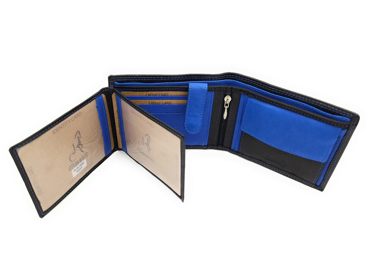 Jockey Club Geldbörse Schwarz/Royalblau mit Münzfach