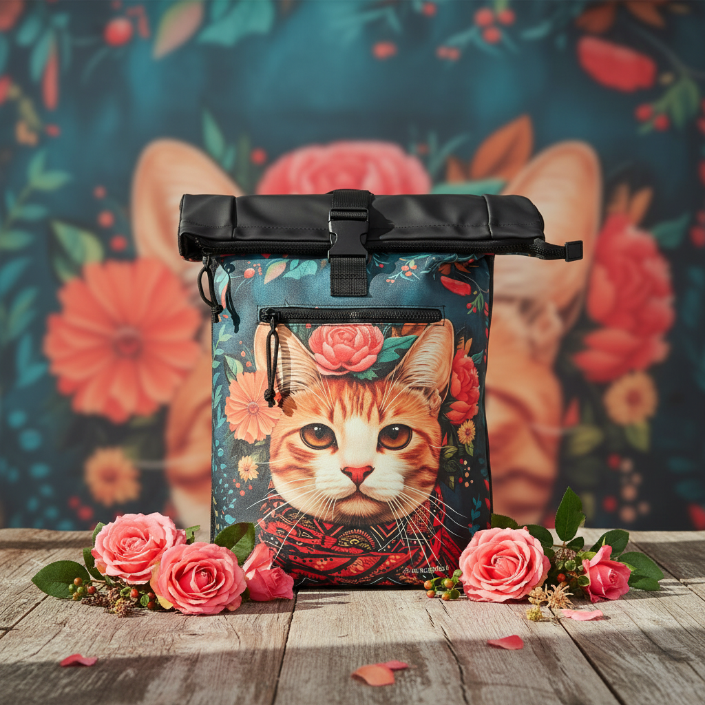 New Rebels New York Katzen Rucksack – Rolltop, wasserabweisend, 15" Laptopfach