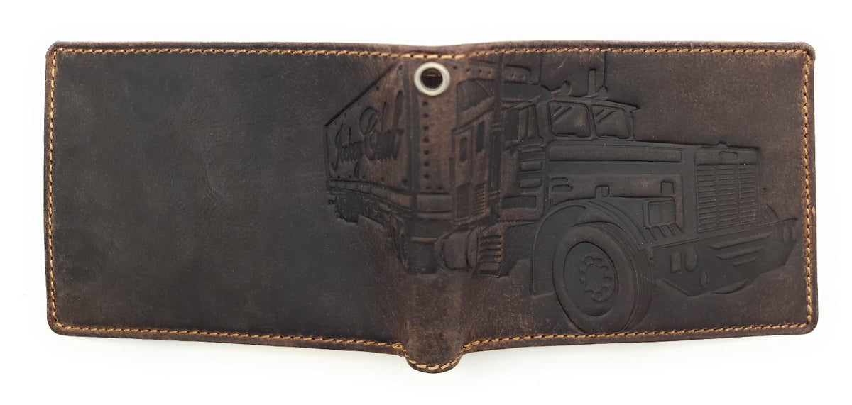 Jockey Club Geldbörse aus Büffel Hunter Leder – US-Truck, RFID-Schutz, Handarbeit, viele Fächer dunkelbraun