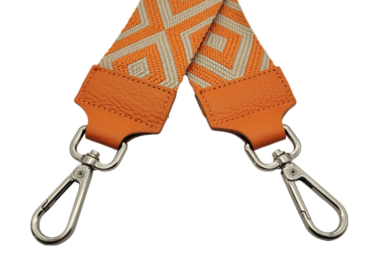 Ersatz Taschengurt Schultergurt Tragegurt Schulterriemen 5cm orange beige Echtleder Enden