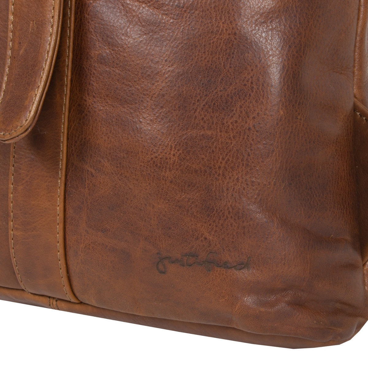 Justified Bags Nynke Rolltop Rucksack aus dickem, echtem Rindleder – Cityrucksack mit Magnetverschluss, Frontfach & Innenlicht – Robuster Leder Rucksack Damen & Herren
