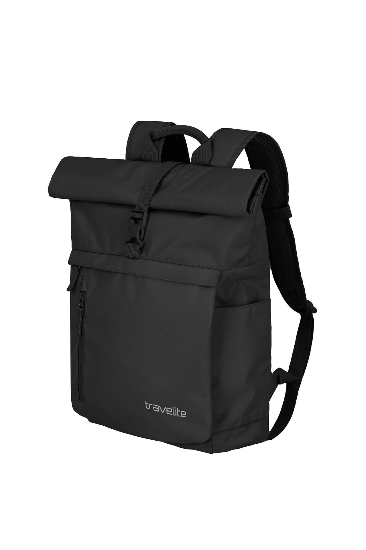 Travelite Basic Rollup Rucksack 35 L Schwarz mit 15,6-Zoll-Laptopfach
