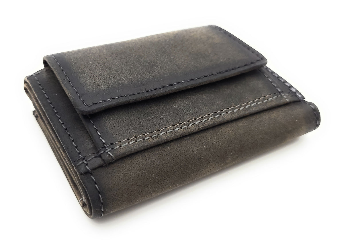 Jockey Club Mini Geldbörse aus Hunterleder | RFID-Schutz & Vintage Design grau