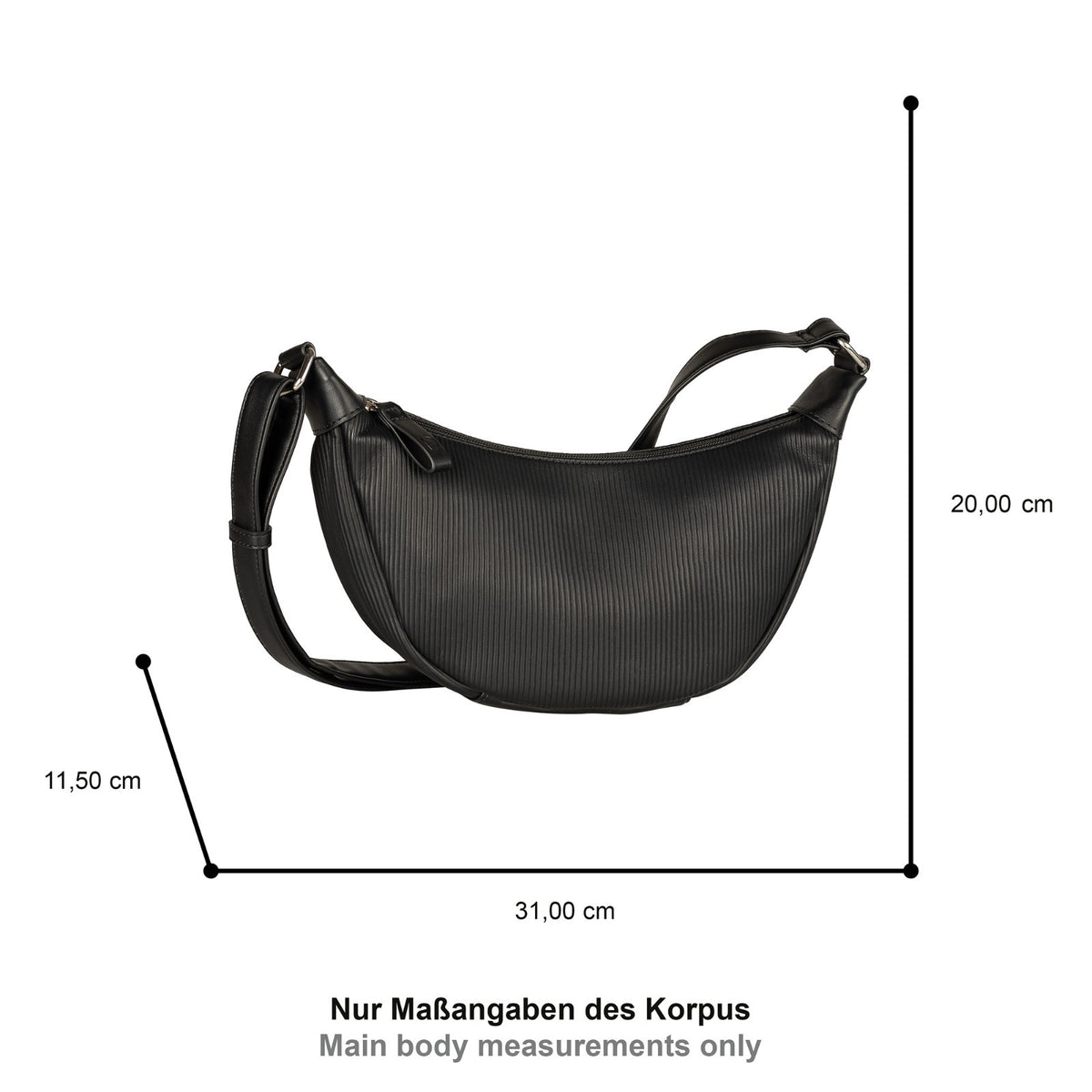 Tom Tailor Denim Liriel Cord Cross Bag M – Damen Umhängetasche aus PU mit Reißverschluss und verstellbarem Schulterriemen Handtasche schwarz
