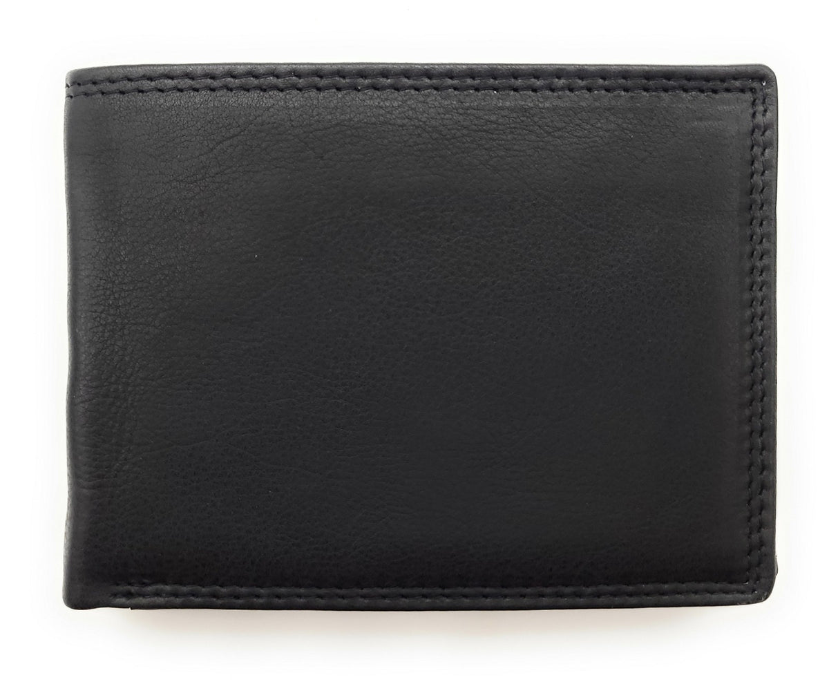 Jockey Club Basic Geldbörse aus Rindleder mit RFID-Schutz, Reißverschlussfach, 6 Kartenfächern, 2 Sicht- & 2 Einsteckfächern, Münzfach & Doppelnaht schwarz