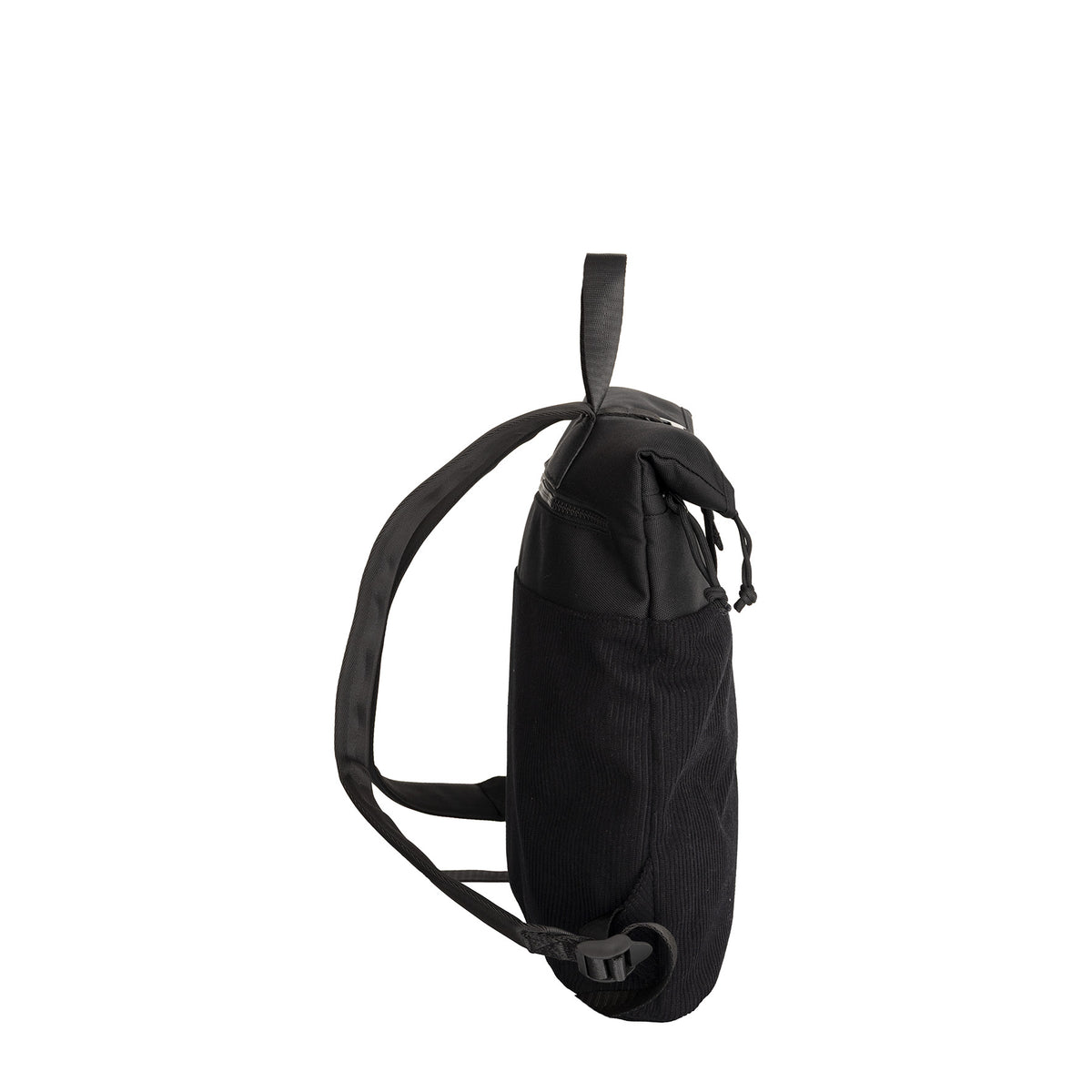 New Rebels Ribbi Rolltop-Rucksack mit Cord-Panel – Schwarz