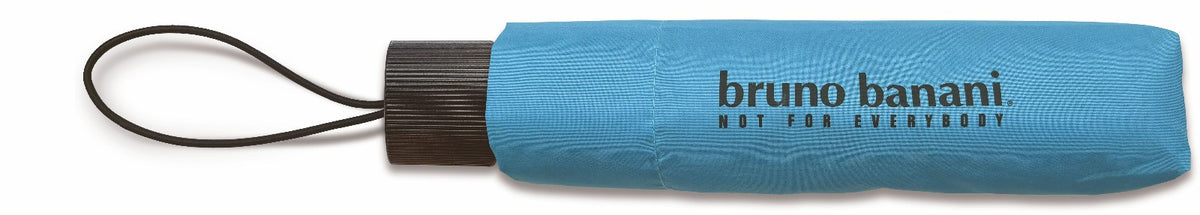 bruno banani Mini-Regenschirm – Handöffner, Stahl-Fiberglasgestell, Polyester Pongee, geriffelter Griff mit erhabenem Logor Aqua