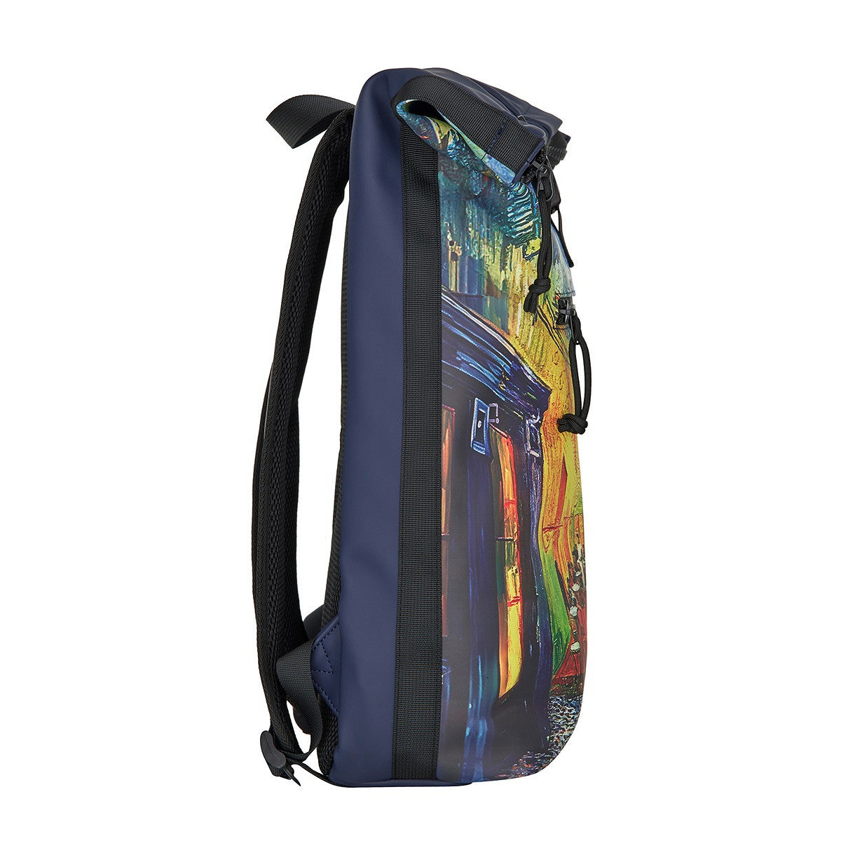 New Rebels New York Van Gogh Rucksack – Caféterrasse am Abend, Rolltop, wasserabweisend, 15" Laptopfach