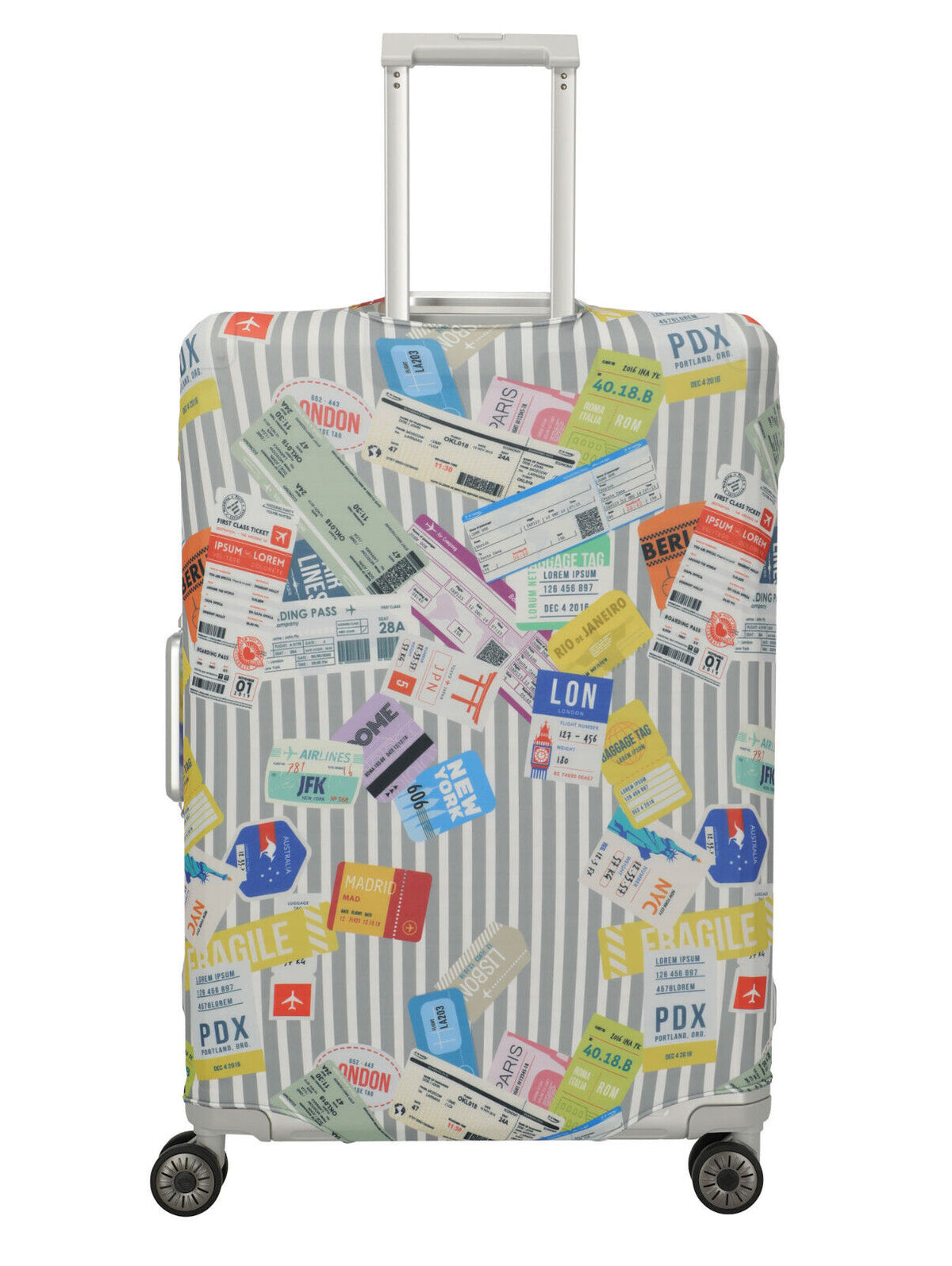 Travelite Kofferschutzhülle Kofferhülle L für große Koffer bis max 77x52x29cm Tickets