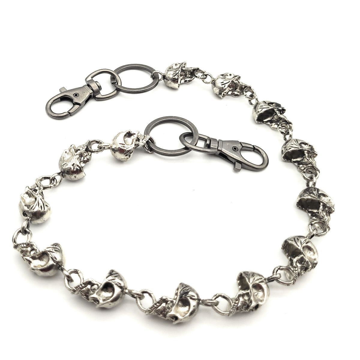 Totenkopf Hosenkette Metall 60cm - Schwere Geldbörsenkette Eisen Antik