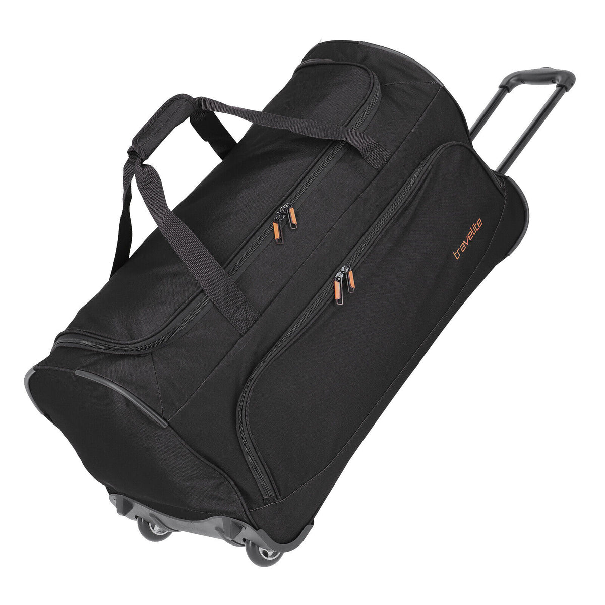 Travelite Basics Fresh Rollenreisetasche Schwarz, 89 Liter, mit zwei Rollen und Teleskopgriff