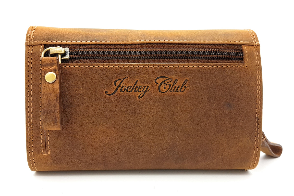 Jockey Club XXL echt Leder Damen Mädchen Geldbörse Pferd vintage Hunterleder mit RFID Schutz
