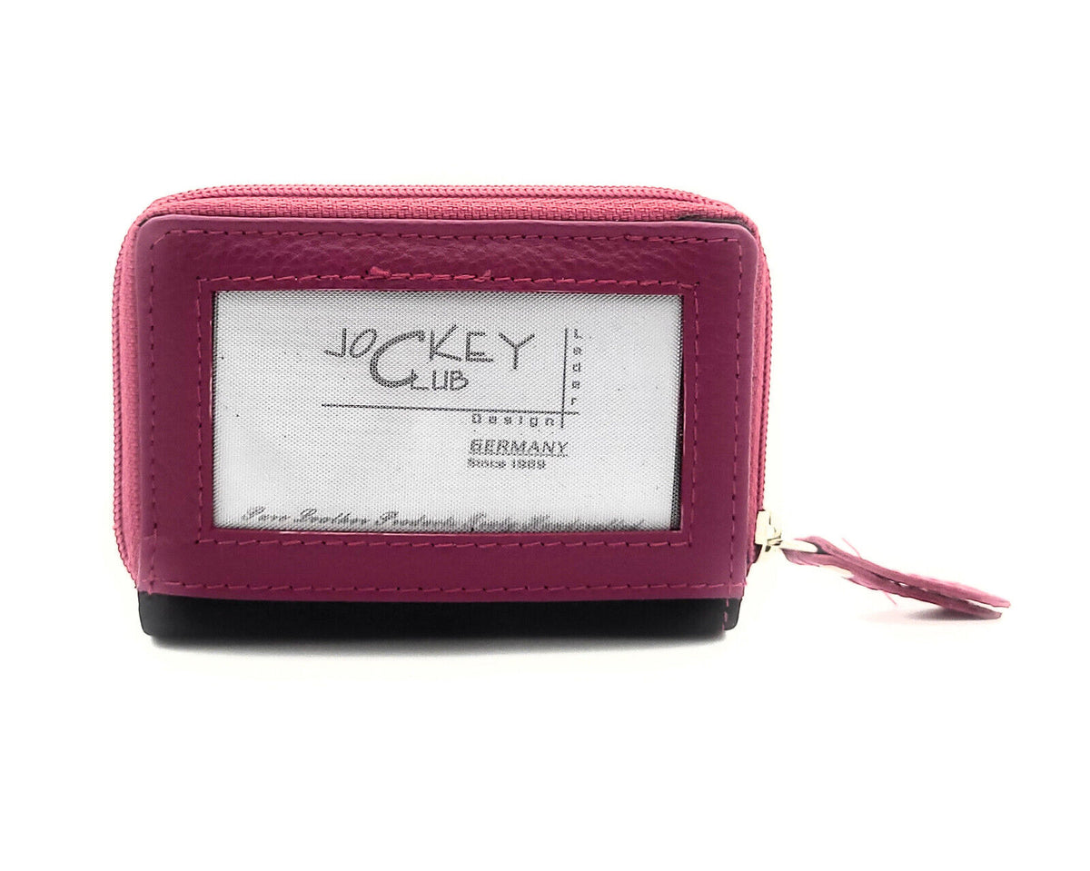 Jockey Club echt Leder Mini Geldbörse Portemonnaie mit RFID Schutz pink