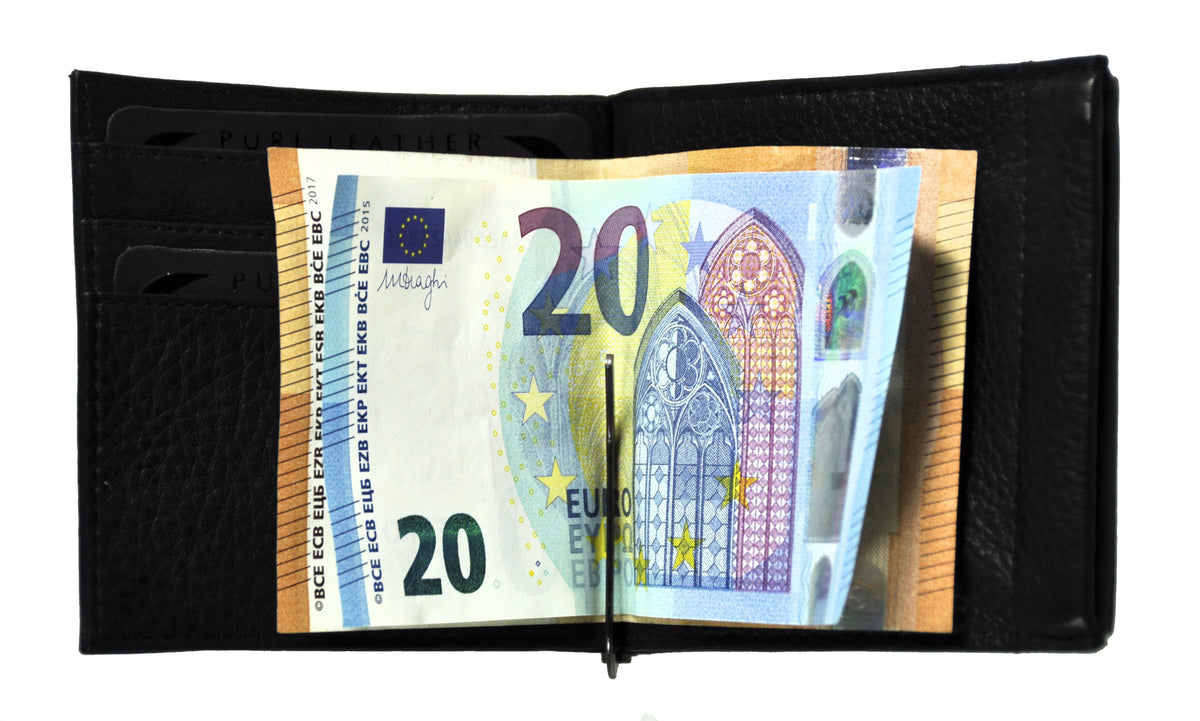 Jockey Club Dollarclip – Echt Nappaleder, Geldklammer, Mini Geldbörse, 3 Kartenfächer, Schwarz