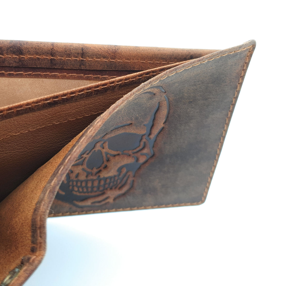 Jockey Club echt Leder Geldbörse Geldbeutel Portemonnaie Totenkopf Schädel mit RFID Schutz