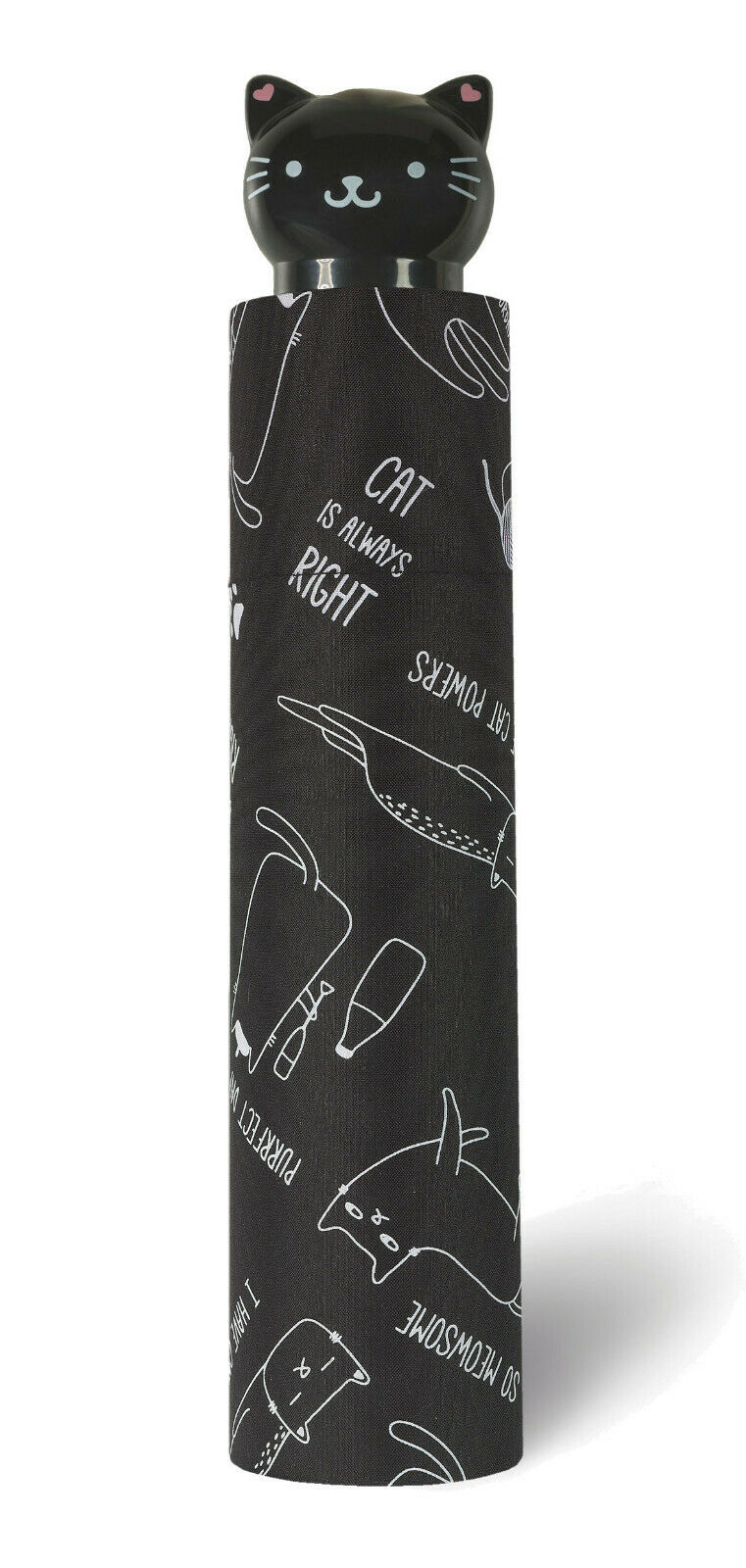 Happy Rain Taschenschirm Katze – Super Mini mit Katzenkopf-Griff & Katzensprüchen